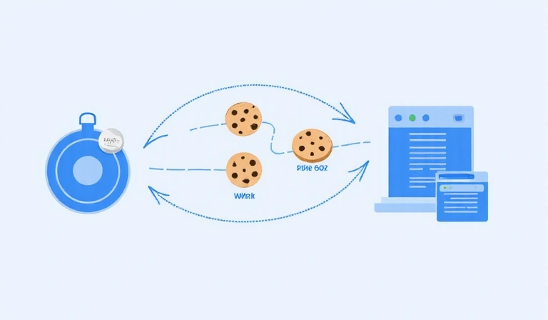 Illustration showing how cookies work between browser and server