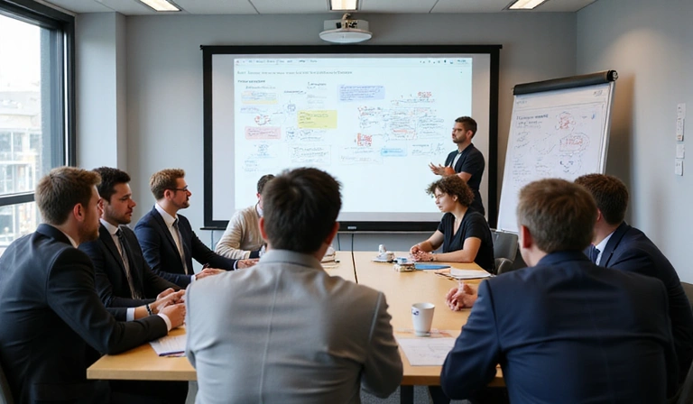 Group of professionals engaged in interactive learning session
